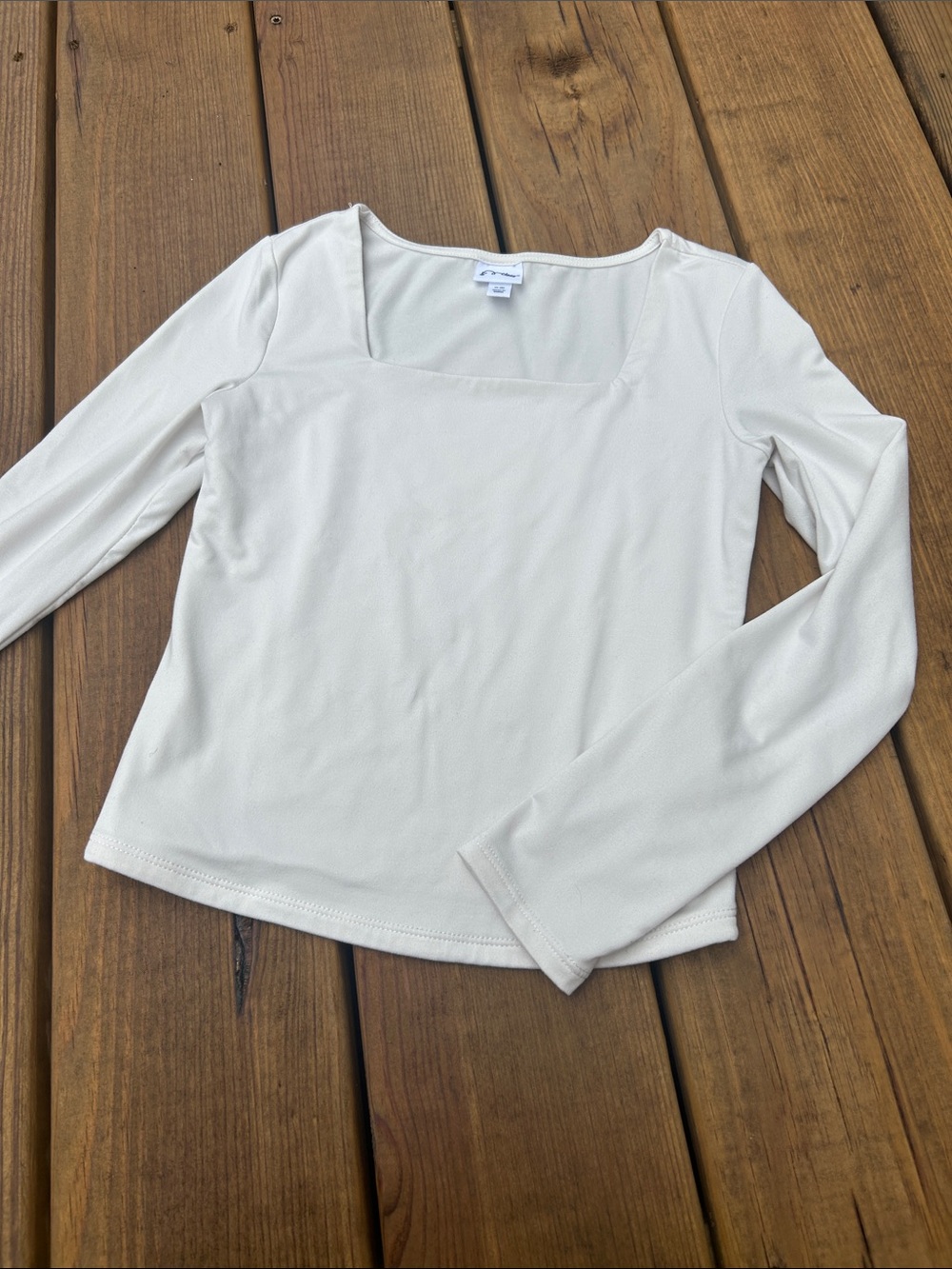 Art Class Girls Square-Neck Long Sleeve Top in Cream